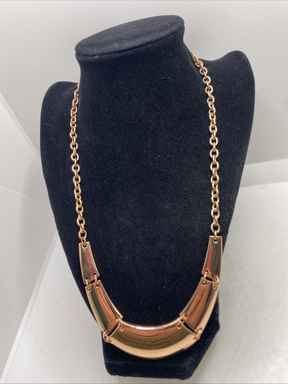 Womens Rose Gold Bib Chain Necklace